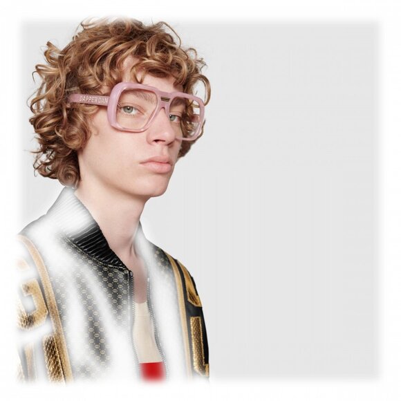 Dapper Dan x Gucci Pink Oversized Square Sunglasses with Crystal main image 6